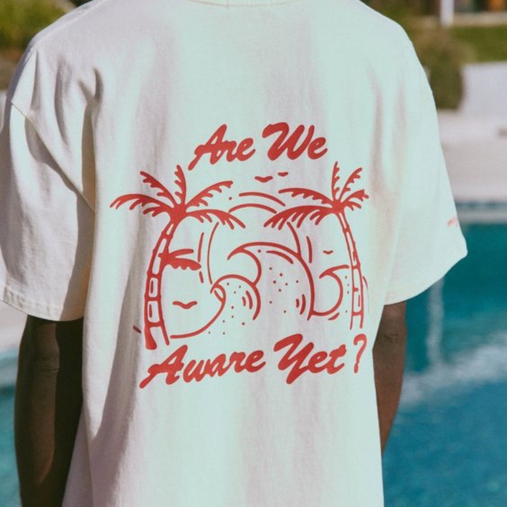 The Mayfair Group M/L 'Are We Aware' Oversized Tee in Sand